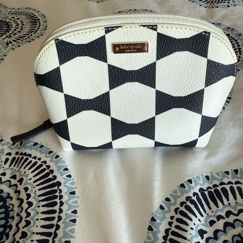 Kate Spade Black and White Geometric Mini Cosmetic Bag
